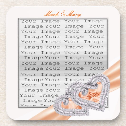 Aangepaste harten Tangerine Ribbon-Onderzetters Drankjes Onderzetter (Voorkant)