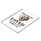 Aangepaste hartfoto Christelijke Bijbel Verse John Notitieboek (Linkerzijde)