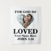 Aangepaste hartfoto Christelijke Bijbel Verse John Wandkleed (Voorkant)