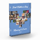Aangepaste hartfoto Collage eerste Moederdag blauw Fotoblokken (Links)