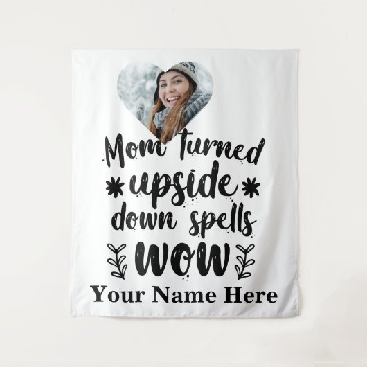 Aangepaste hartfoto mam draaide op spreuken wandkleed (Voorkant)