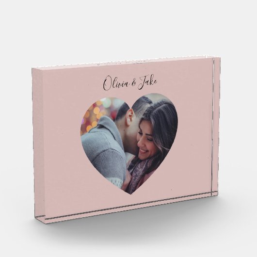 Aangepaste hartfoto Passen getrouwd Weddenschap Fotoblokken (Links)