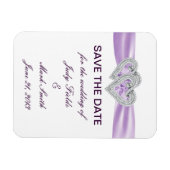 Aangepaste Hartjes Lavendel Lint Save The Date Mag Magneet (Horizontaal)