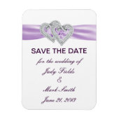 Aangepaste Hartjes Lavendel Lint Save The Date Mag Magneet (Verticaal)