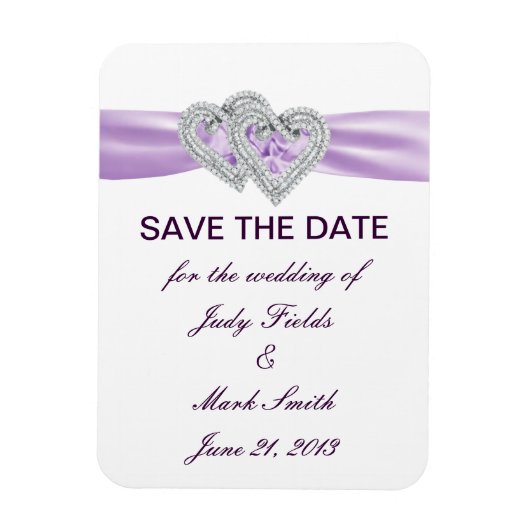 Aangepaste Hartjes Lavendel Lint Save The Date Mag Magneet (Verticaal)