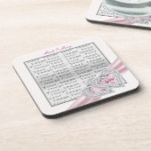 Aangepaste hartpasteelroze lint-Onderzetters Onderzetter (Linkerzijde)