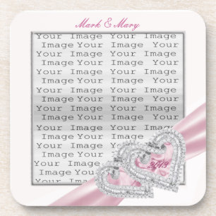 Aangepaste hartpasteelroze lint-Onderzetters Onderzetter
