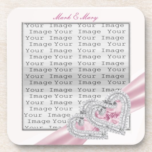 Aangepaste hartpasteelroze lint-Onderzetters Onderzetter (Voorkant)