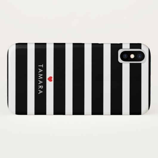 Aangepaste hartslag en zwarte strepen Case-Mate iPhone case (Achterkant (horizontaal))