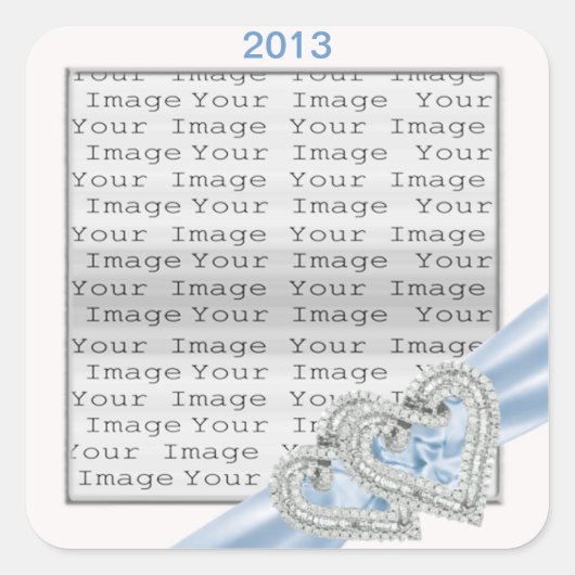 Aangepaste hartslag Ice Blue Ribbon-stickers Vierkante Sticker (Voorkant)