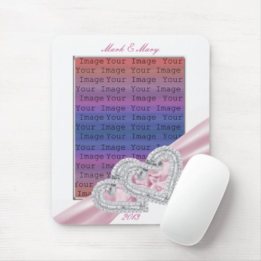 Aangepaste hartslag Muismat roze inktlint (Met muis)