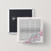 Aangepaste hartslag Pastel roze lint Button (Voorkant /achterkant)