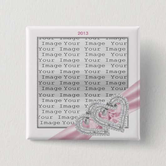 Aangepaste hartslag Pastel roze lint Button (Voorkant)