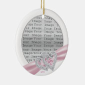 Aangepaste hartslag roze roze lint-annament keramisch ornament (Rechts)