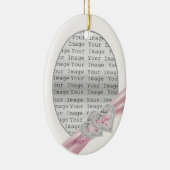 Aangepaste hartslag roze roze lint-annament keramisch ornament (Rechts)