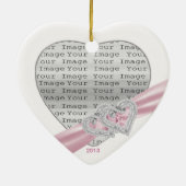 Aangepaste hartslag roze roze lint-annament keramisch ornament (Achterkant)