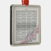 Aangepaste hartslag roze roze lint-annament metalen ornament (Rechts)