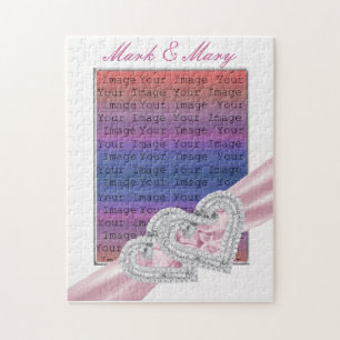 Aangepaste hartslag roze roze lint puzzel