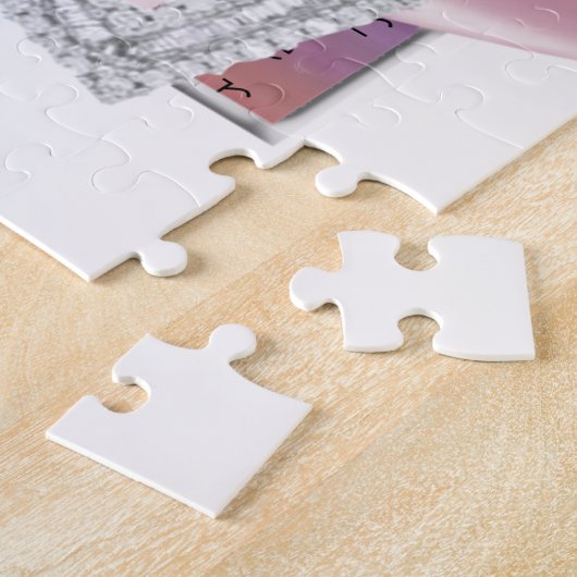 Aangepaste hartslag roze roze lint puzzel legpuzzel (Zijkant)