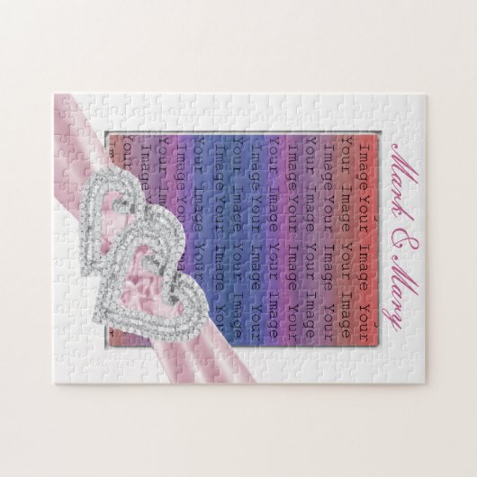 Aangepaste hartslag roze roze lint puzzel legpuzzel (Horizontaal)