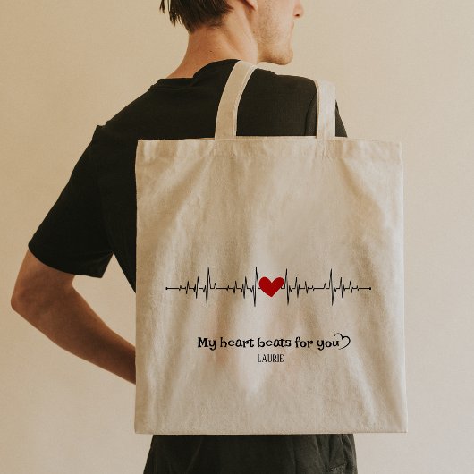 Aangepaste hartslagen Sign Canvas tas