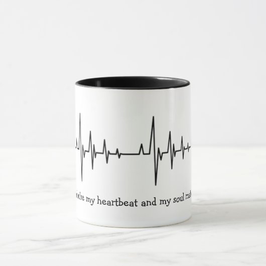 Aangepaste hartslagen silhouet Koffie Mok (Midden)