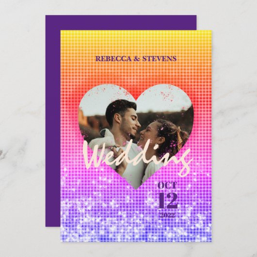 Aangepaste hartstille ombre Pset Photo Weddenschap Kaart (Voorkant / Achterkant)