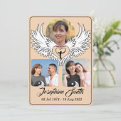 Aangepaste hartvleugels 3 Foto Uitvaart Feestdagenkaart (Staand voorkant)