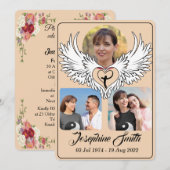 Aangepaste hartvleugels 3 Foto Uitvaart Feestdagenkaart (Voorkant / Achterkant)