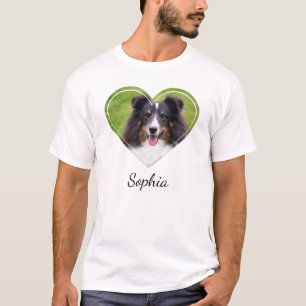 Aangepaste hartvorm huisdier foto met een naam t-shirt