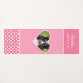 Aangepaste hartvorm huisdier foto op roze & tekst yogamat (Voorkant (horizontaal))