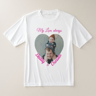 Aangepaste hartvormige papa en Kind fotocadeau T-shirt