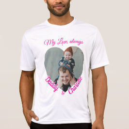 Aangepaste hartvormige papa en Kind fotocadeau T-shirt