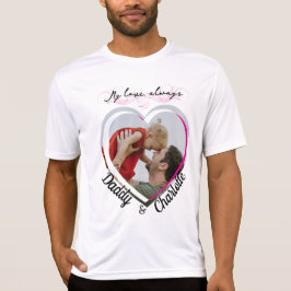 Aangepaste hartvormige papa en Kind fotocadeau T-shirt