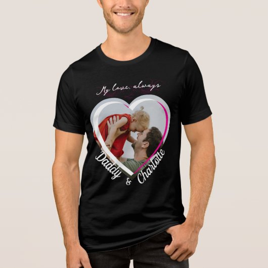 Aangepaste hartvormige papa en Kind fotocadeau Tri-Blend Shirt (Voorkant)