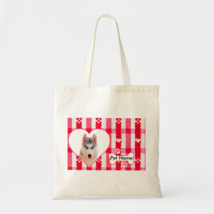 Aangepaste hartvormige Siberische Husky Cotton Can Tote Bag