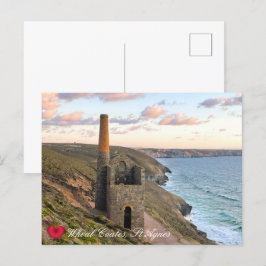 Aangepaste hartwielcoaten St Agnes Cornwall Foto Feestdagenkaart