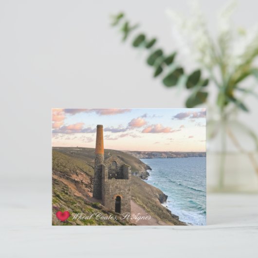 Aangepaste hartwielcoaten St Agnes Cornwall Foto Feestdagenkaart (Staand voorkant)