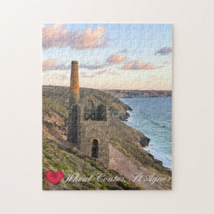 Aangepaste hartwielcoaten St Agnes Cornwall Foto Legpuzzel