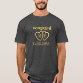Aangepaste hashtag Engaged Verloving Date T-Shirt (Voorkant)