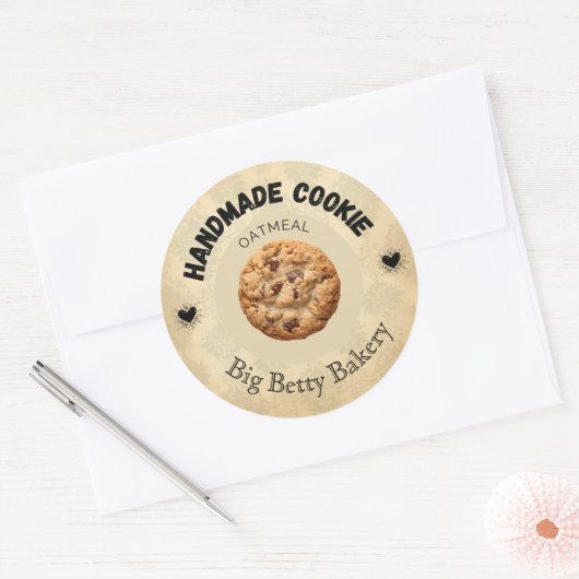 Aangepaste havermout Cookie Labels | Gepersonalise (Envelop)