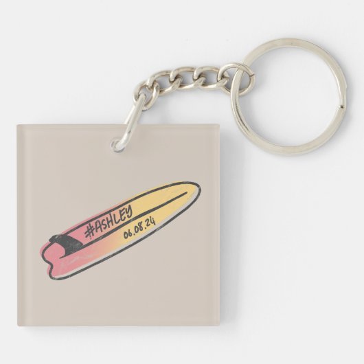Aangepaste Hawaii Beach Surfer Zomer Vakantie Gift Sleutelhanger (Achterkant)
