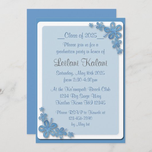 Aangepaste Hawaii blauwe hibiscus afstuderen uitno Kaart (Voorkant / Achterkant)