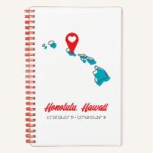 Aangepaste Hawaii Heart Map Marker City Coördinate Notitieboek (Voorkant)