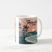 Aangepaste Hawaii Honolulu Waikiki Beach Retro Rei Koffiemok (Voorkant rechts)