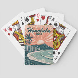 Aangepaste Hawaii Honolulu Waikiki Beach Retro Rei Pokerkaarten