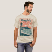 Aangepaste Hawaii Honolulu Waikiki Beach Retro Rei T-shirt (Voorkant volledig)