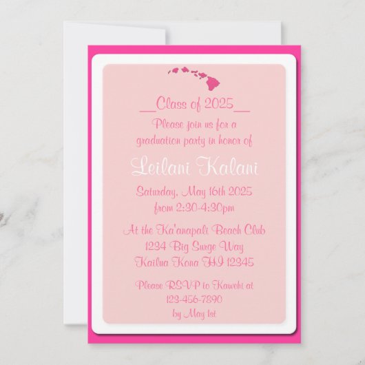 Aangepaste Hawaii roze eilanden afstuderen uitnodi Kaart (Voorkant)