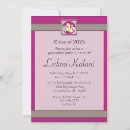 Aangepaste Hawaii roze hibiscus afstuderen uitnodi Kaart