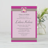 Aangepaste Hawaii roze hibiscus afstuderen uitnodi Kaart (Staand voorkant)
